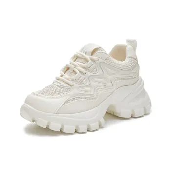 HR Breathable Low Top Chunky Sneakers Women's White