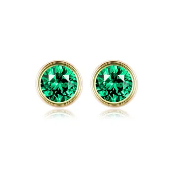JIUXIAOJIANG Cultivated Emerald Stud Earrings Women's Green