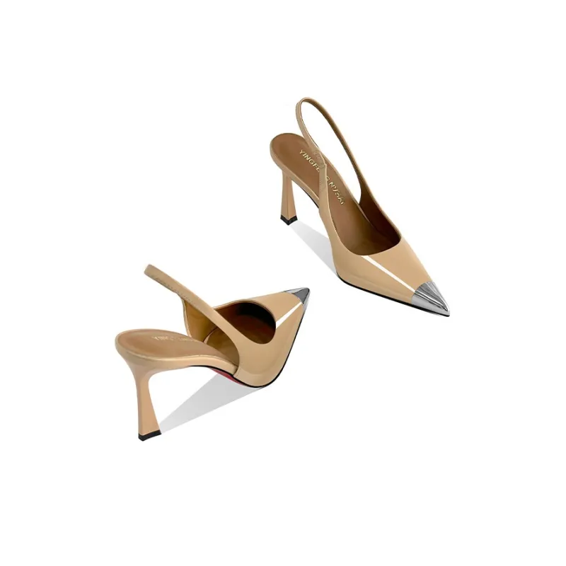 Lan Miao Slim Heel High Heels Women's Apricot-2