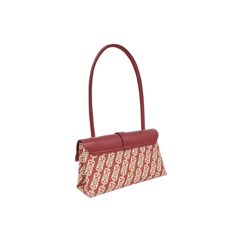 MACK JODAER Synthetic Leather Handbag, Shoulder Bag Women's Red & Ecru-4