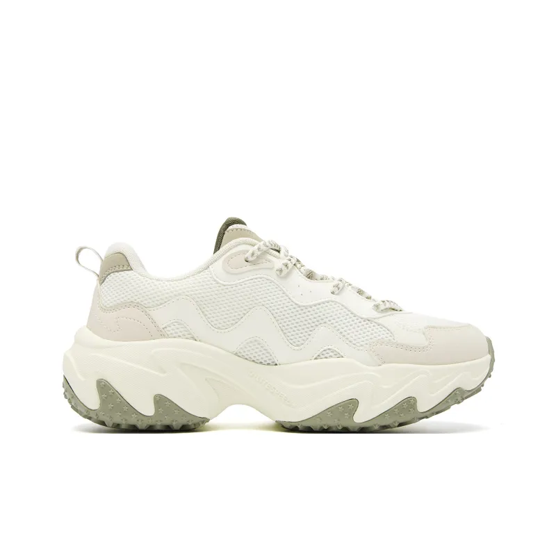 QIAODAN Anti Slip Wear Resistant Low Top Casual Shoes Women's Ivory White, Driftwood Gray-1