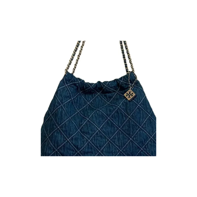 TORY BURCH Fleming Fabric Shoulder Bag Regular Women's Denim Blue-3