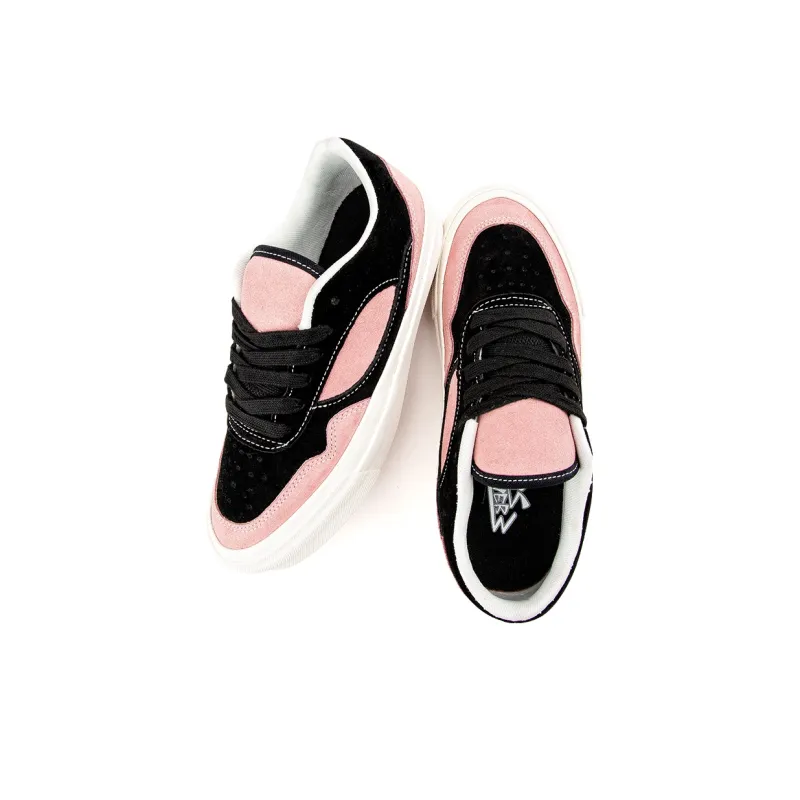 WANSWER Slip Resistant Cushioning Abrasion Resistant Low Top Skateboard Shoes Unisex Black Pink-4