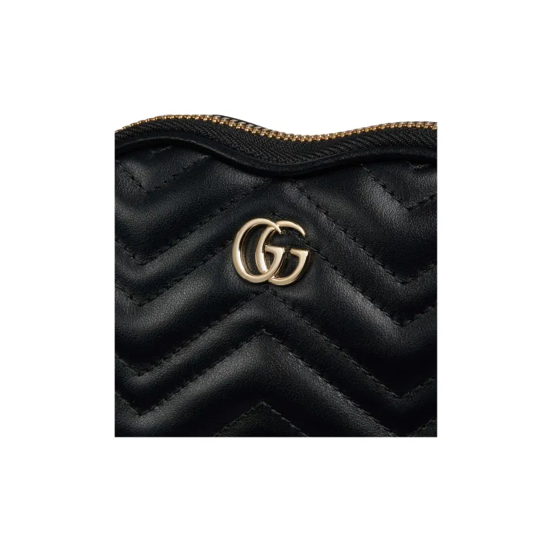 GUCCI GG Marmont Leather Heart Shaped Bag, One Shoulder Handbag Mini Women's Black-6