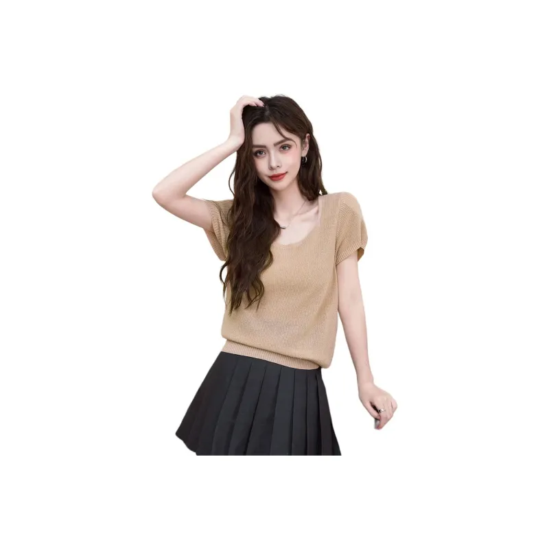 FAWENXIANGZI Knitwear Women's Leather Pink-0