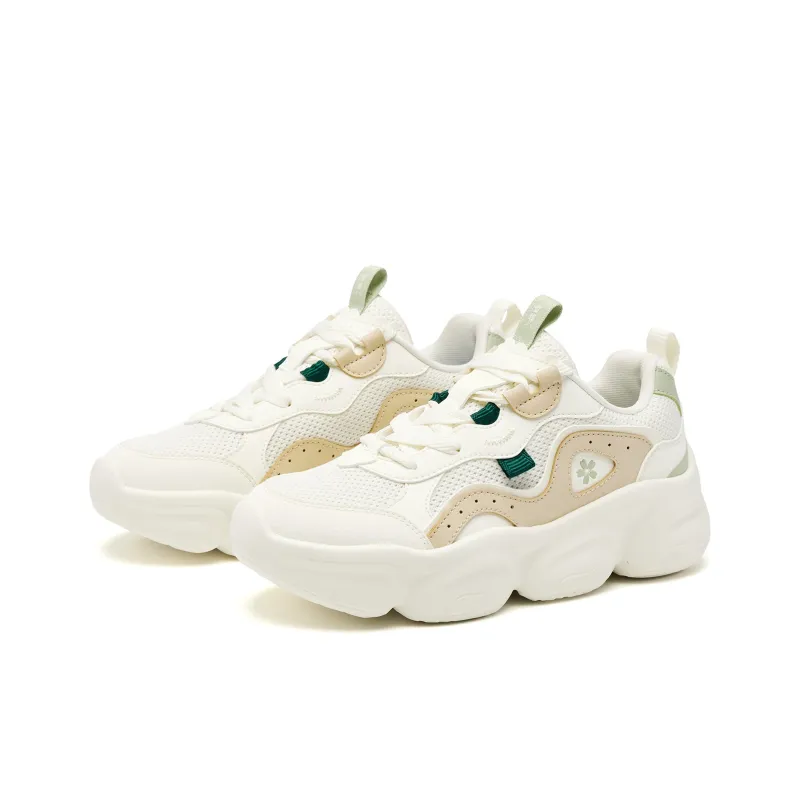 QIAODAN Abrasion Resistant Breathable Slip Resistant Low Top Casual Shoes Women's Ivory White Birch Khaki-2