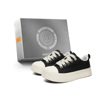 HACKBUTEER Low Top Canvas Shoes Men's Black Box Included