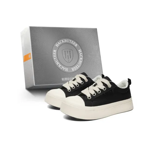 HACKBUTEER Low Top Canvas Shoes Men's Black Box Included