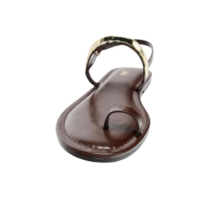 ZARA One Strap Sandals 1cm Women's Brown-3