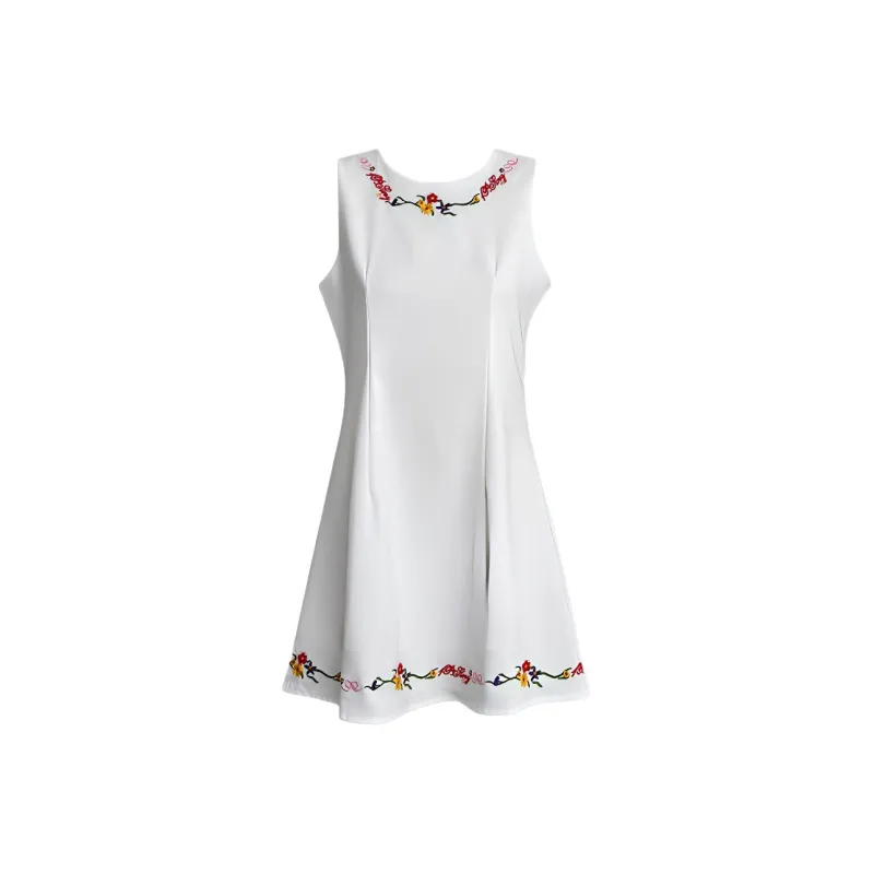 DOKZB Sleeveless Dresses Women's White-0