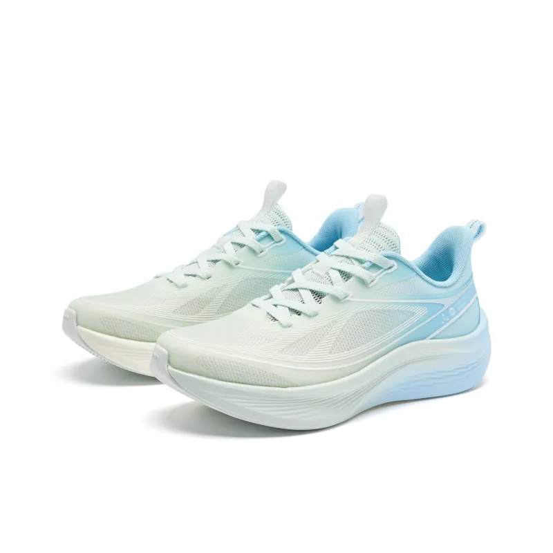 QIAODAN Light Speed 5.0 Running Shoes Women's Low Top Light Transparent Green, Sky Blue-2