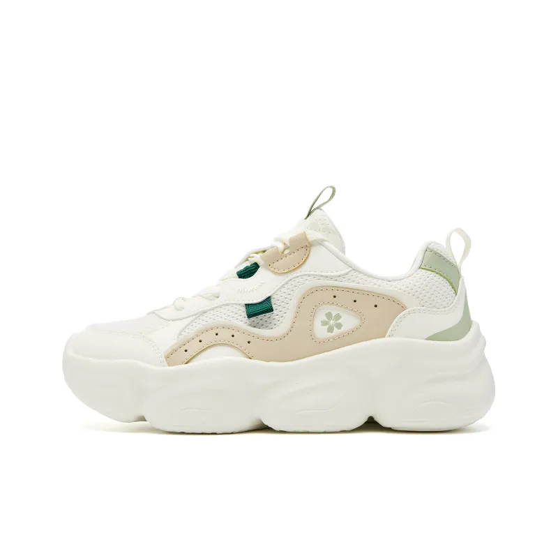 QIAODAN Abrasion Resistant Breathable Slip Resistant Low Top Casual Shoes Women's Ivory White Birch Khaki-0