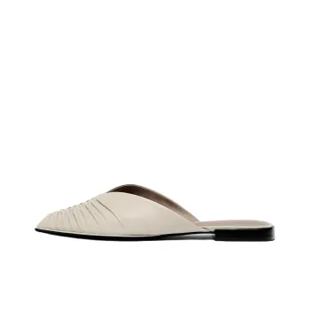 ZARA Abrasion Resistant Closed Toe Slippers Women's Light Beige Yellow