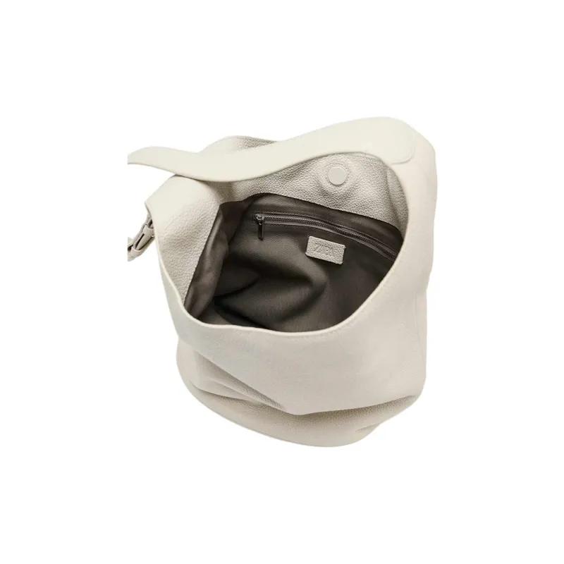 ZARA Cow Leather Bucket Bags Crossbody Bag, Shoulder Bag Medium Size Women's White-3