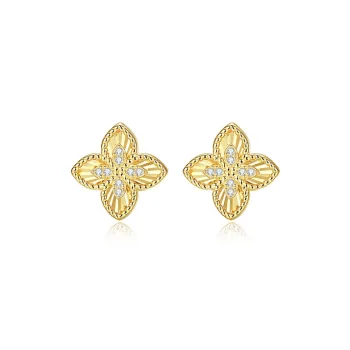 MAXTHINK S925 Silver Stud Earrings Women's Gold