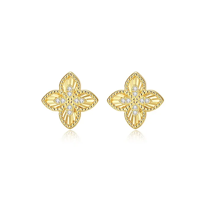 MAXTHINK S925 Silver Stud Earrings Women's Gold-0