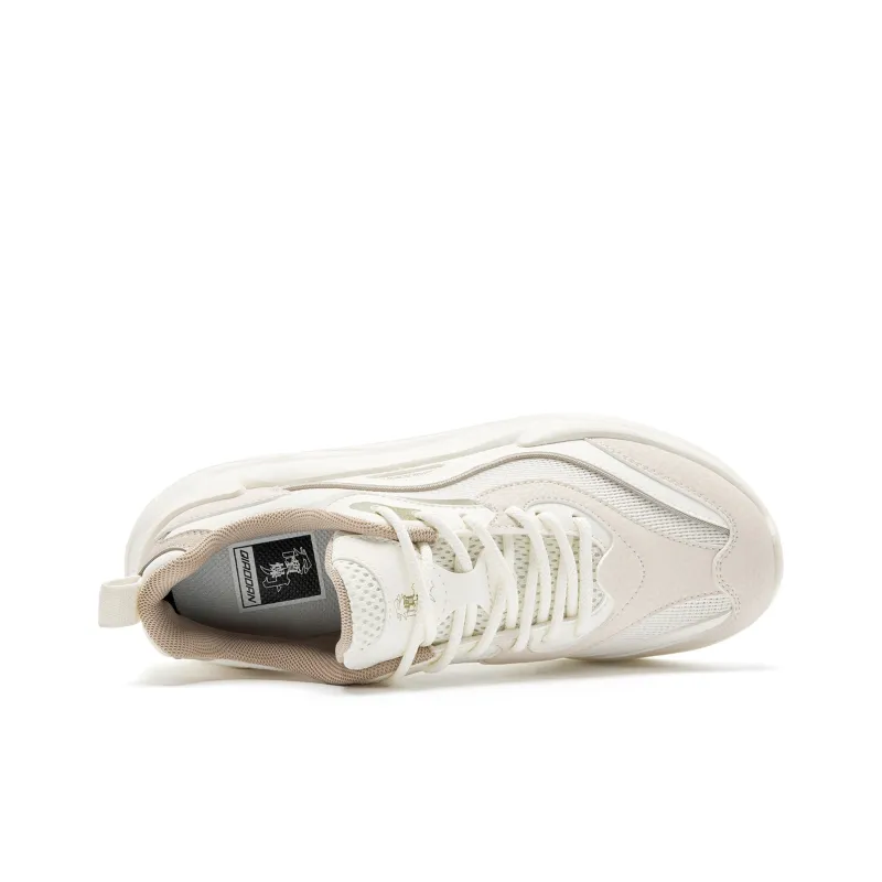QIAODAN Anti Slip Wear Resistant Low Top Casual Shoes Women's White-3