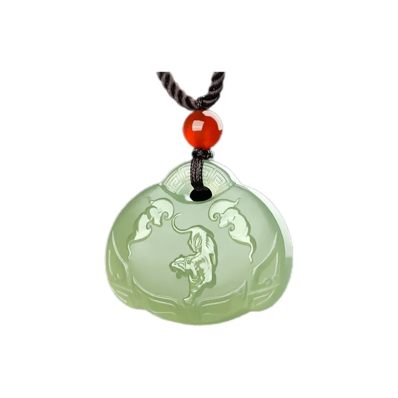 Liu Jinfu Hetian Jade Pendants Pale Greenish White Jade Unisex-0