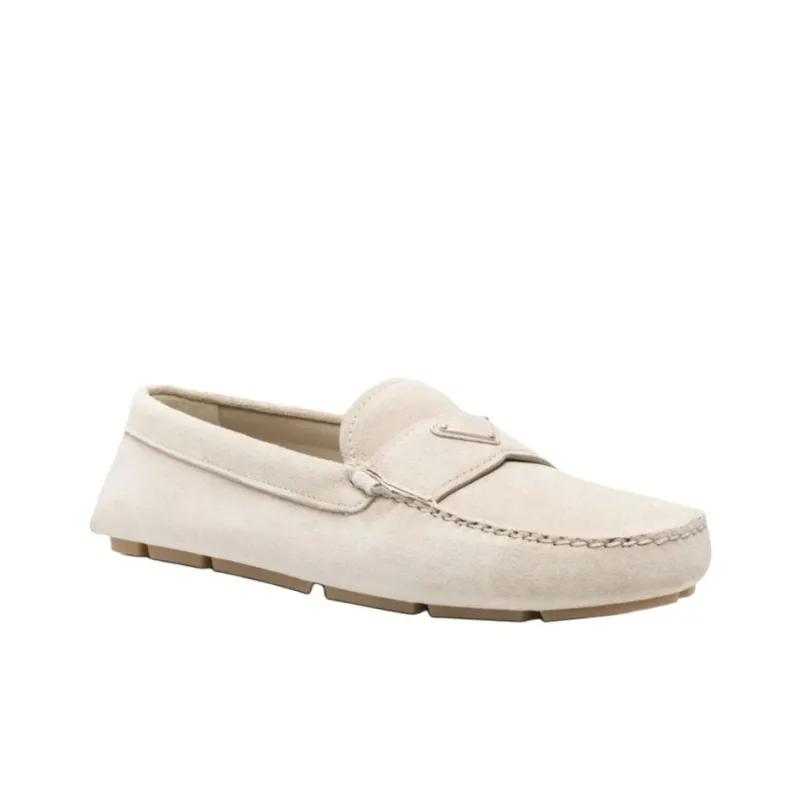PRADA Triangle Casual Shoes Men's Ivory White-2