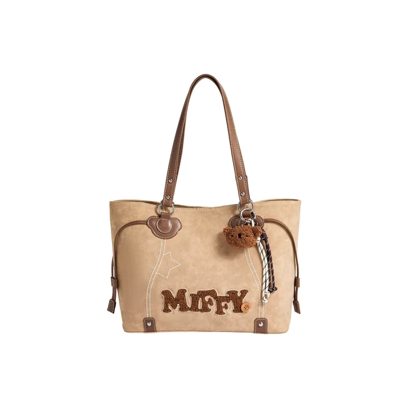 Miffy Synthetic Leather Tote Bag, Shopping Bag, Shoulder Bag Women's Brown/Light Brown-9
