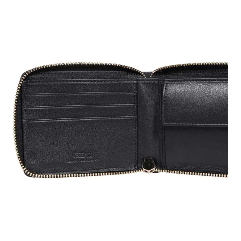 VERSACE Cow Leather Wallet Men's Black-4