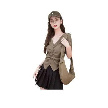 FAWENXIANGZI Crop Tops Women's Coffee