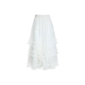 MPOX Casual Long Skirts Women's White