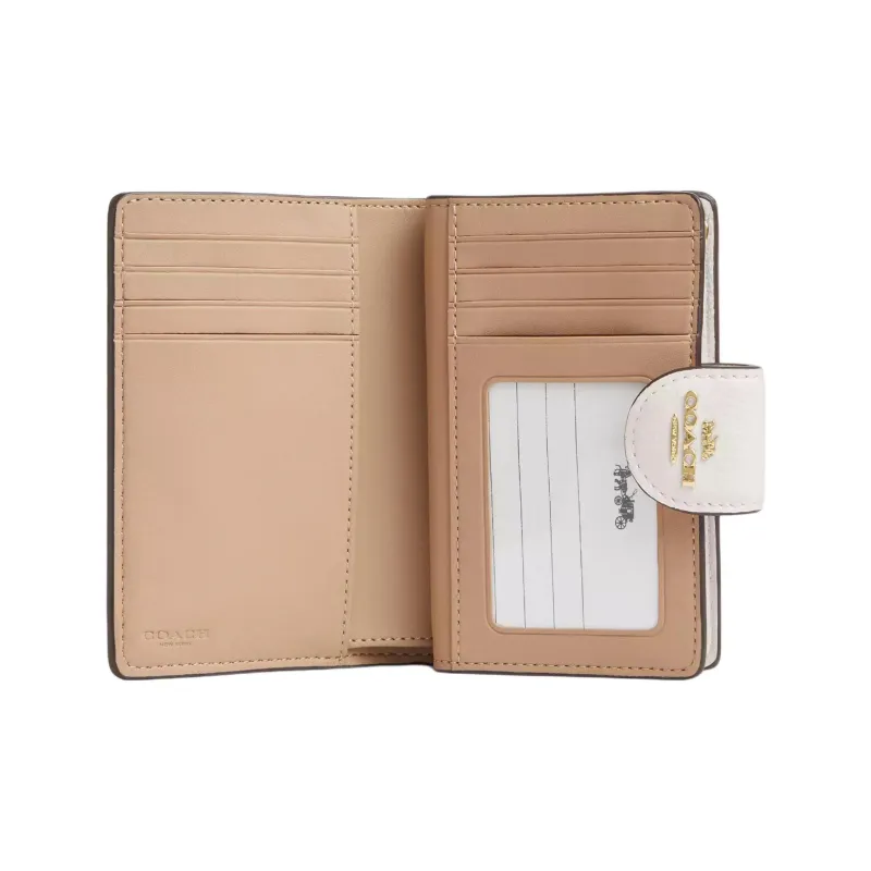 COACH Refined Pebble Pattern Leather Wallet Medium Size Women's White-1