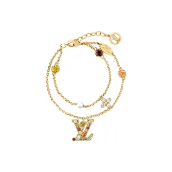 LOUIS VUITTON Metal, Faux Crystal, Crystal Bracelets Women's Gold