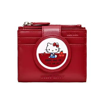 TOUTOU Hello Kitty Collaboration Hello Kitty Synthetic Leather Wallet Women's Cherry Red/Denim Blue