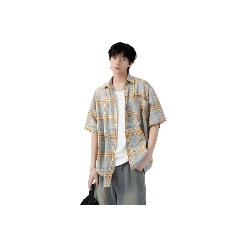 DARK HORSE Shirts Unisex Yellow Blue Plaid-0
