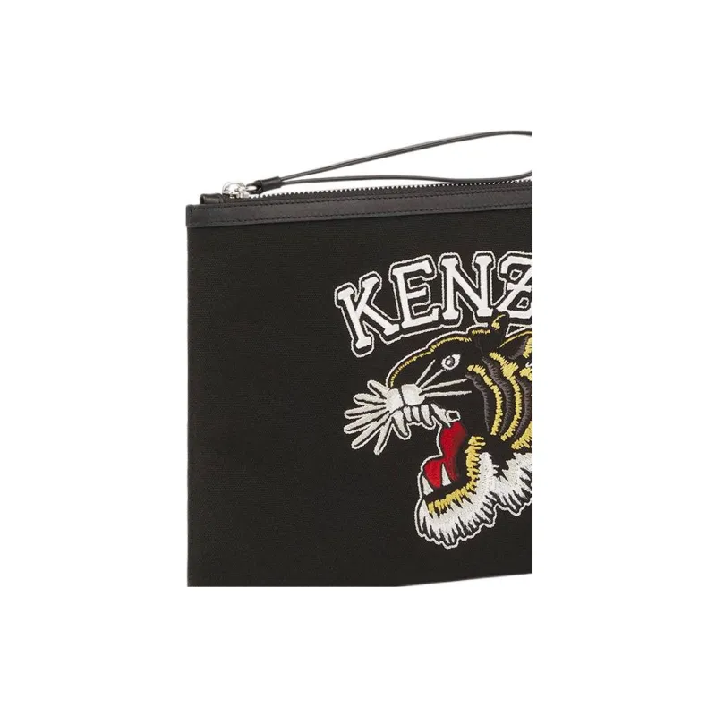 KENZO Polyester Clutch Large Size Unisex Black-3
