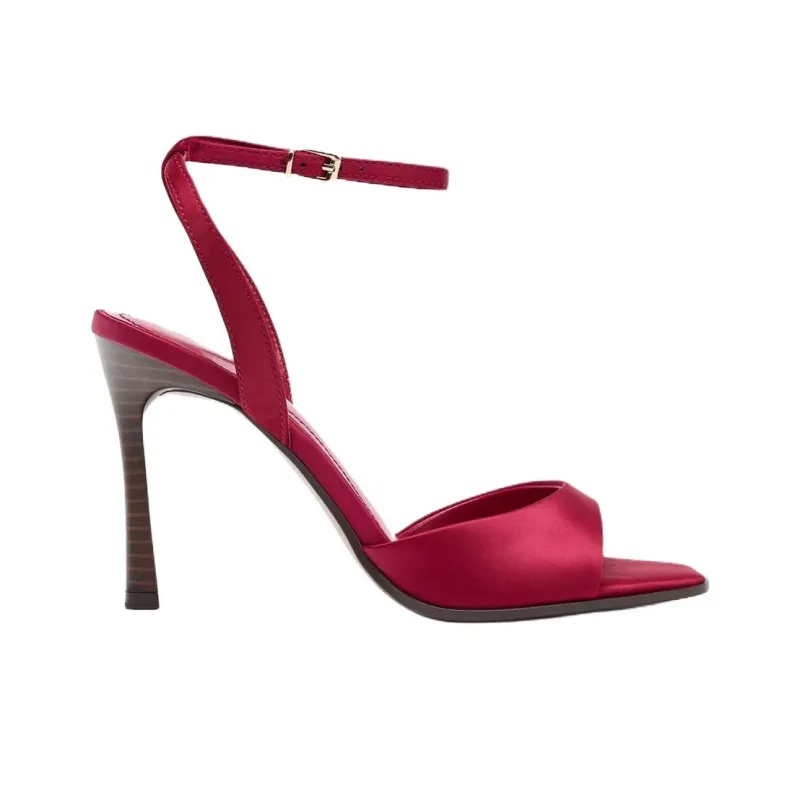 ZARA One Strap Sandals 10cm Women's Berry Red-1