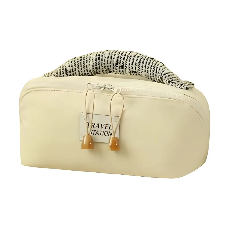 Boniu Polyester Makeup Bag Regular Women's Beige Yellow/Milk Coffee-1