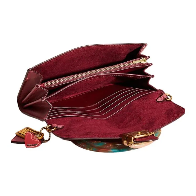 COACH Tabby Polished Pebbled Leather With Refined Calfskin Clutch Bag Over The Shoulder Small Size Women's Pink-2
