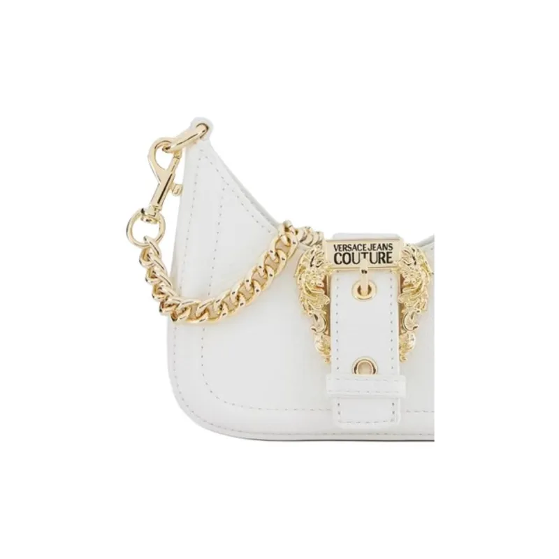 FANSIZHE Jeans Couture Artificial Leather Crescent Bag Handbag Small Size Women's White-3