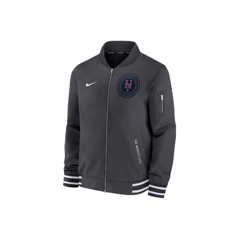 Nike New York Mets Authentic Collection City Connect Men's Nike Mlb Full Zip Bomber Jacket-0