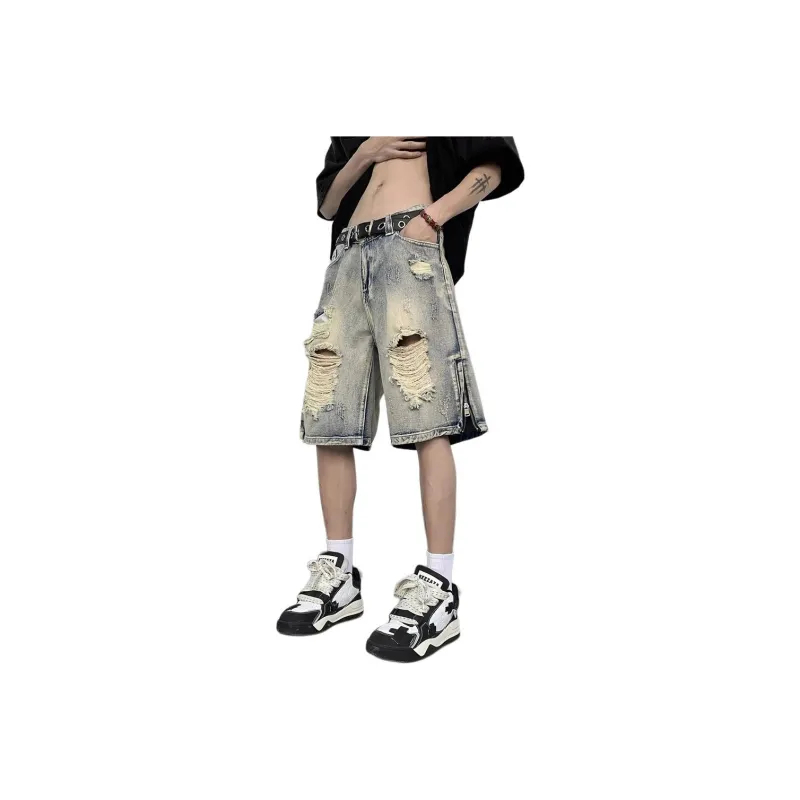 TESTUNG Denim Shorts Unisex Blue-4