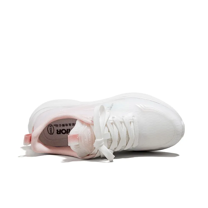 Warrior Cushioning And Breathable Low Top Casual Running Shoes Women's White Pink-4