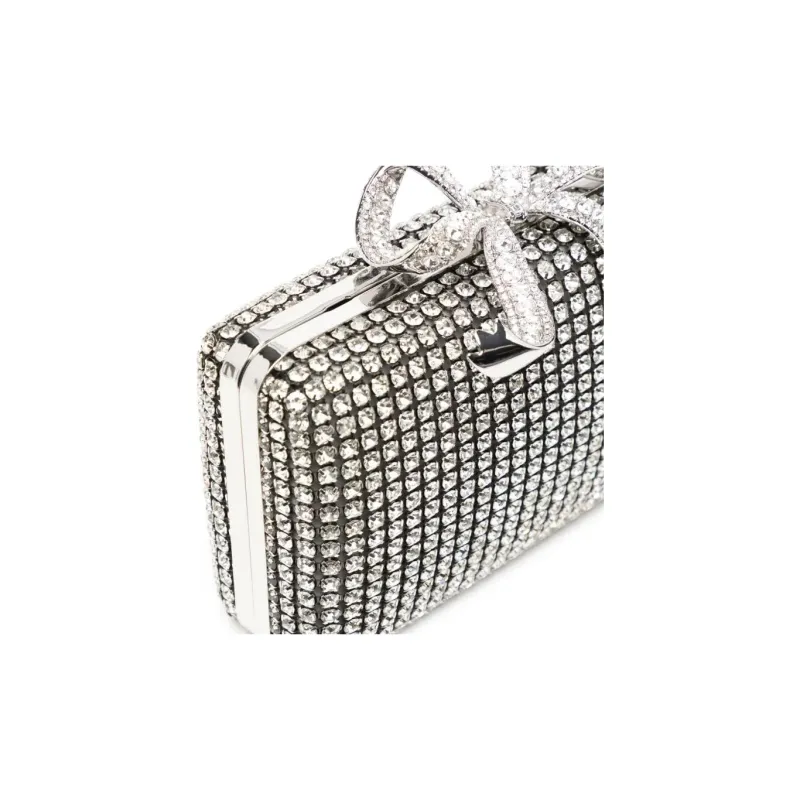 Self portrait Crystal Bo Metal Clutch Women's Silver-5