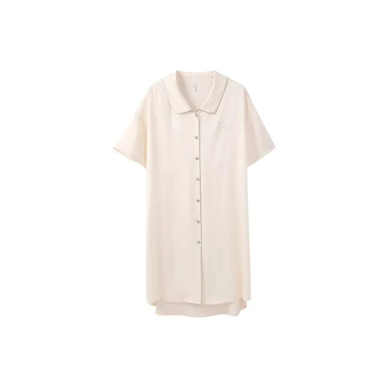 Aannsfam Premium Ice Silk Nightgown, Gift Box Set Women's Shell Yellow-0