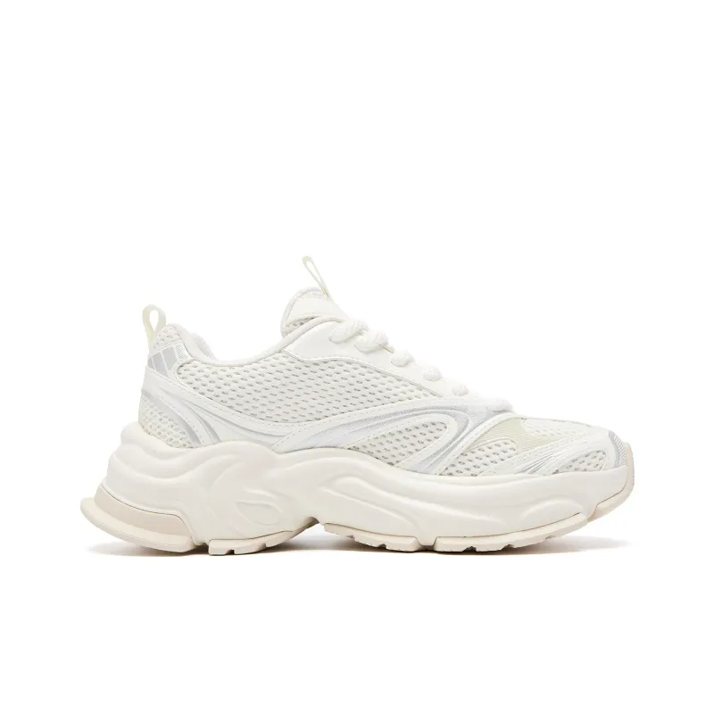 QIAODAN Anti Slip Wear Resistant Low Top Casual Shoes Women's Ivory White Silver-1