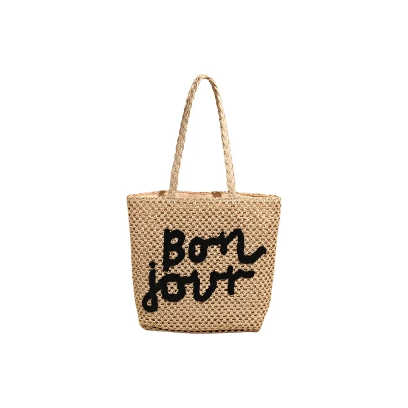 Yalu Straw Woven Shoulder Bag, Crossbody Bag Unisex Khaki & Black/Khaki & Beige/Ecru & Brown/Ecru & Black-4