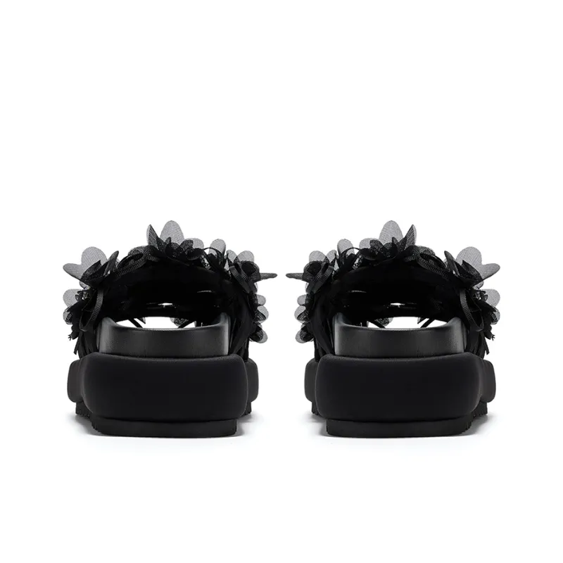 GG CC Slip Resistant Abrasion Resistant Platform Slide Slippers Women's Black-3