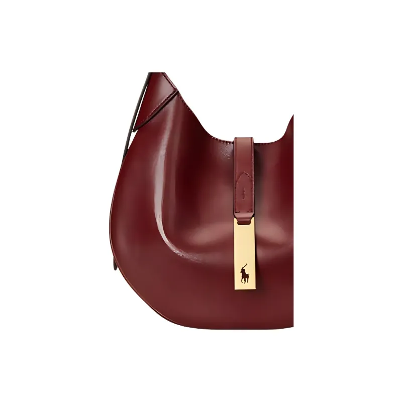 Polo Ralph Lauren Polo ID Cow Leather Shoulder Bag Small Size Women's Red-4