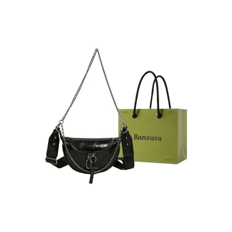 Bansusu PU Crossbody Bag, Shoulder Bag Women's White/Black/Silver/Yellow-9