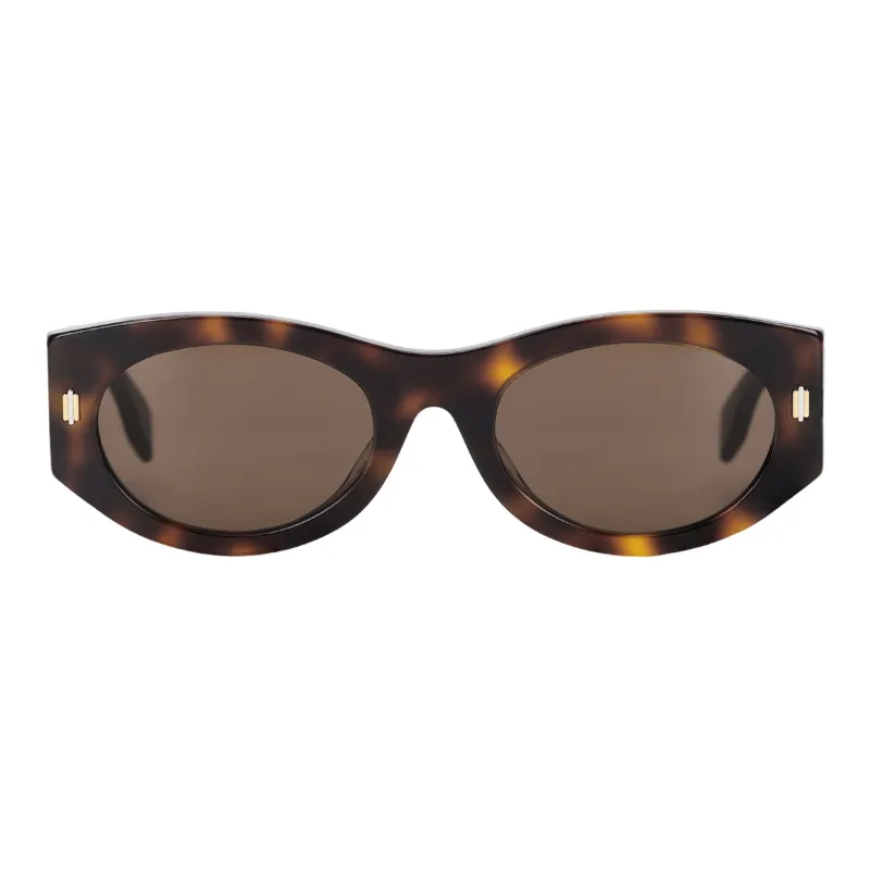 FENDI Plate Frame Oval Sunglasses Women's Tortoiseshell-1