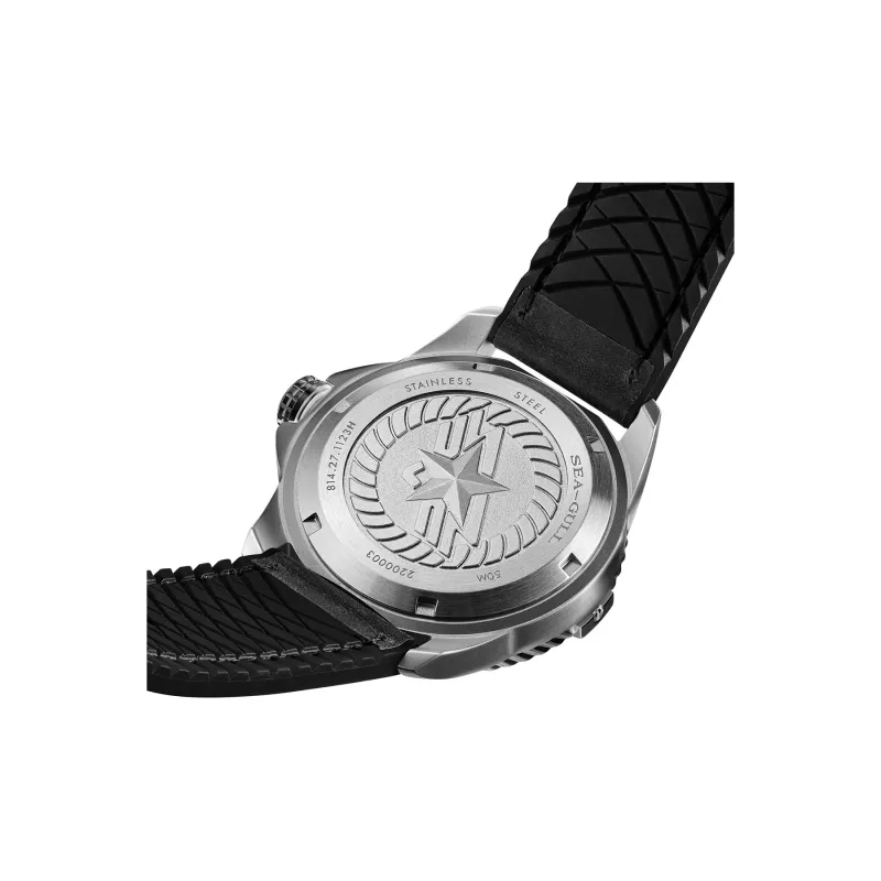 Sea Gull PILOT Skyline Collection Automatic Mechanical Movement Silicone Strap Watch Men's Watches Black Dial-3