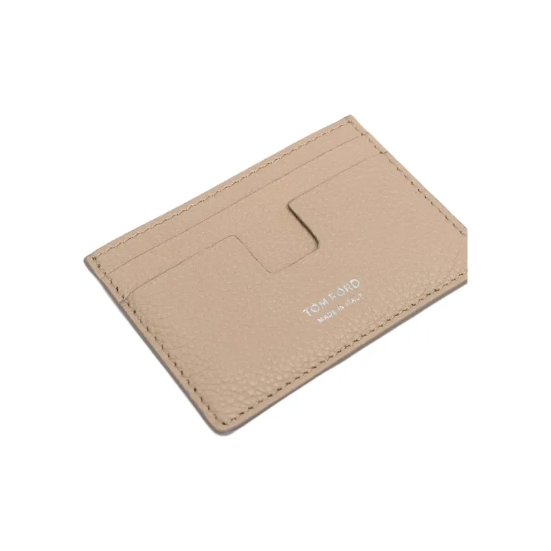 TF Calfskin Card Holder Men's Beige-2