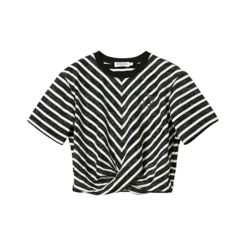 Bethine T Shirts Women's Black White Stripes